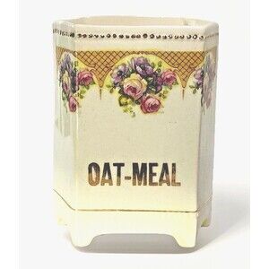 OAT-MEAL Vintage Canister Louis Czechoslovakia No Lid Early 20th Century 6"